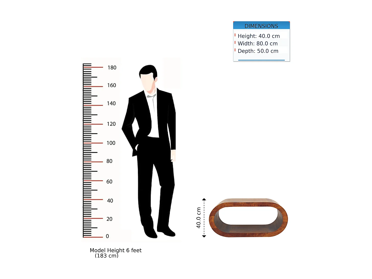 Artisan Furniture Bois Massif Table Basse Amaya, Fente Ouverte, Brun Foncé