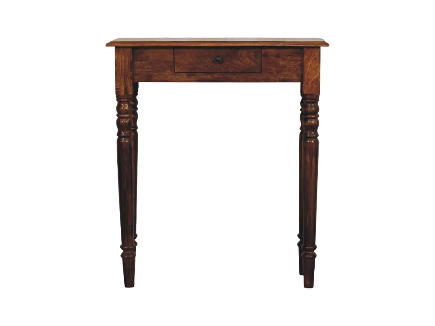 Artisan Furniture Bois Massif Console en Châtaignier avec Pieds Tournés, 1 Tiroir, Brun Foncé
