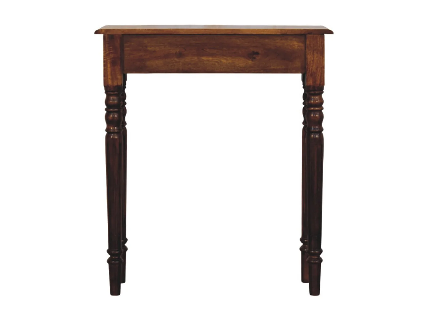 Artisan Furniture konsollbord i heltre kastanje med dreide ben, 1 skuff, mørkebrun