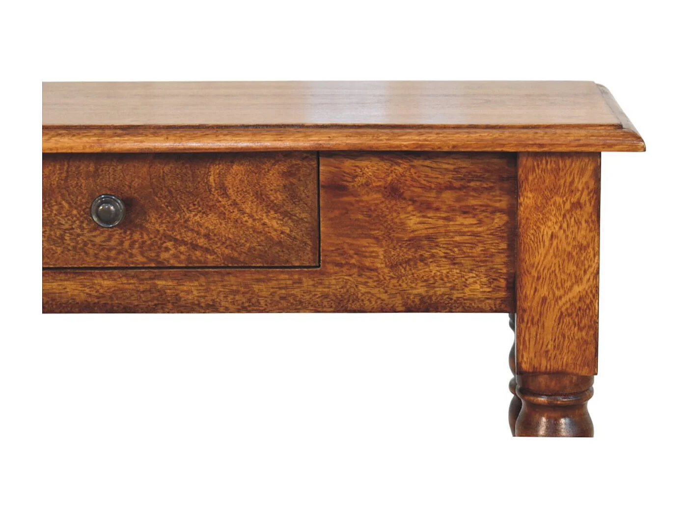Artisan Furniture konsollbord i heltre kastanje med dreide ben, 1 skuff, mørkebrun