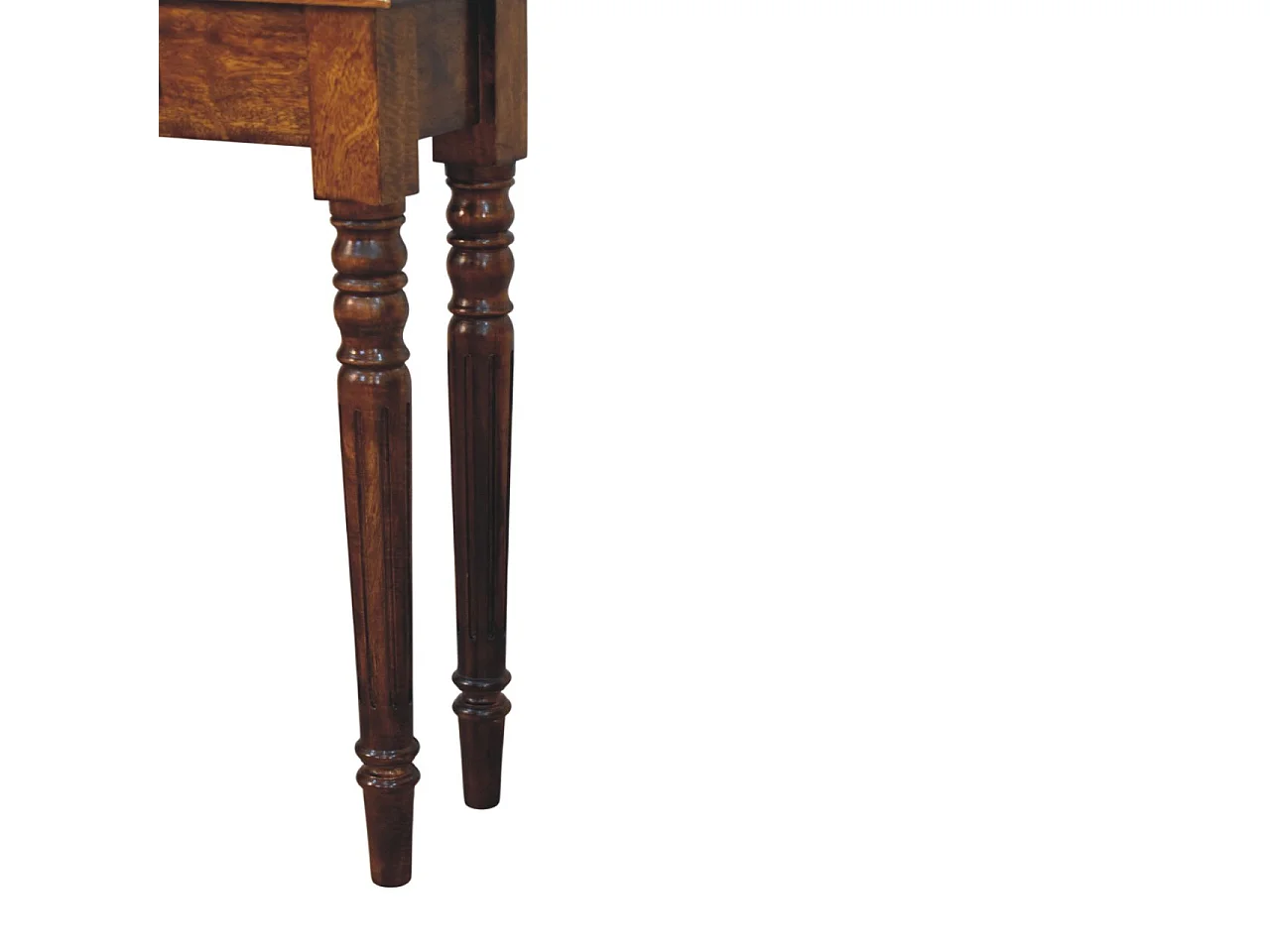 Artisan Furniture Bois Massif Console en Châtaignier avec Pieds Tournés, 1 Tiroir, Brun Foncé