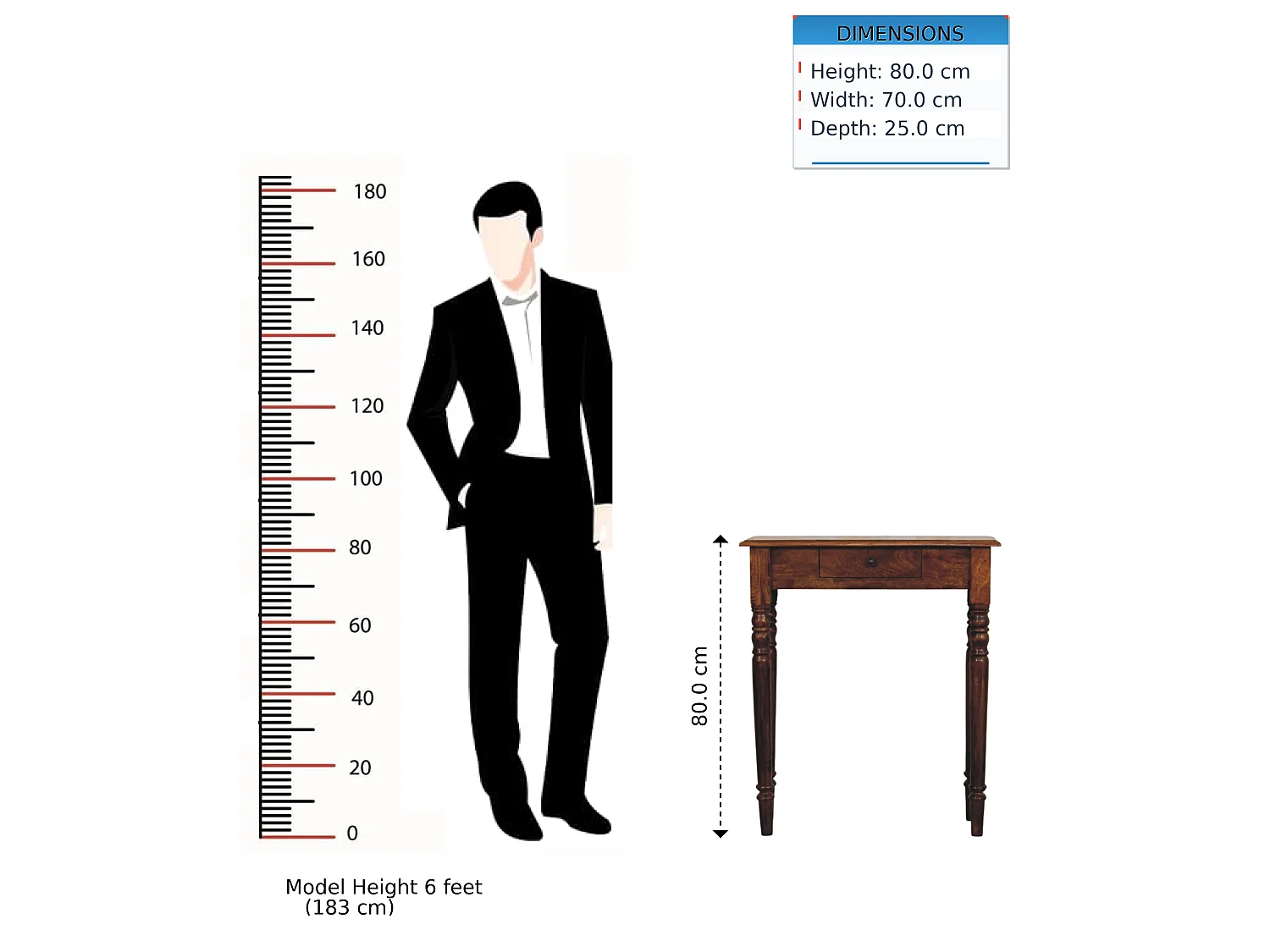 Artisan Furniture Bois Massif Console en Châtaignier avec Pieds Tournés, 1 Tiroir, Brun Foncé