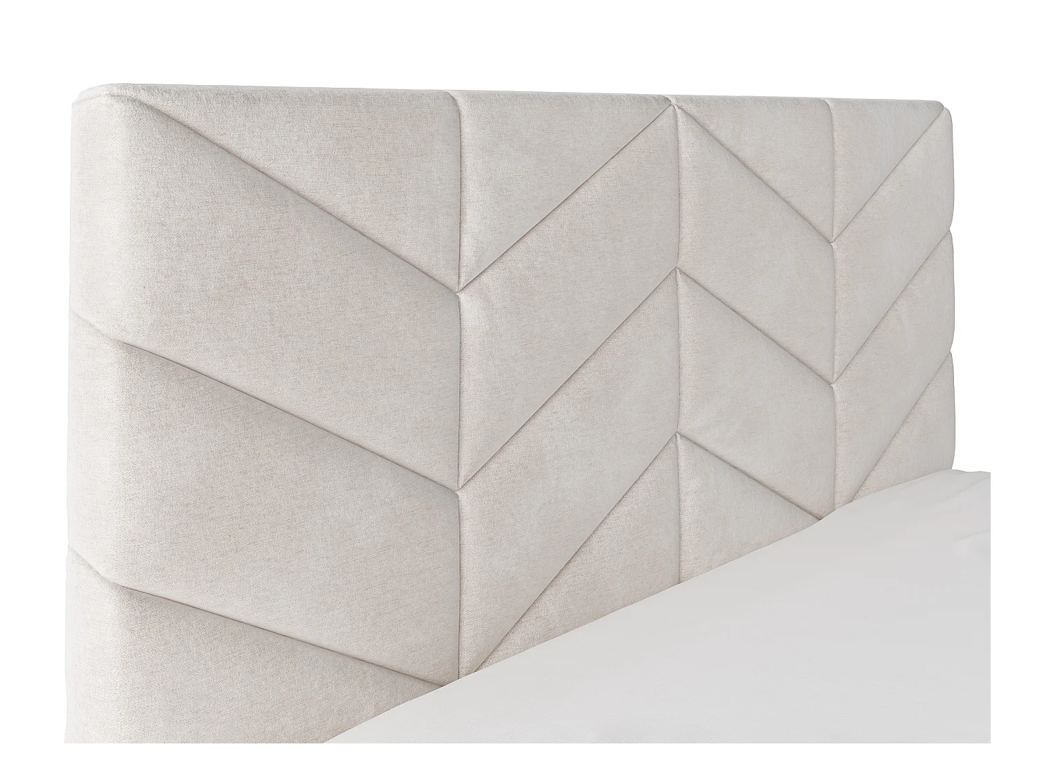 Lit coffre 200 x 200 cm - Tissu texturé - Crème + Matelas  - JUSTANI