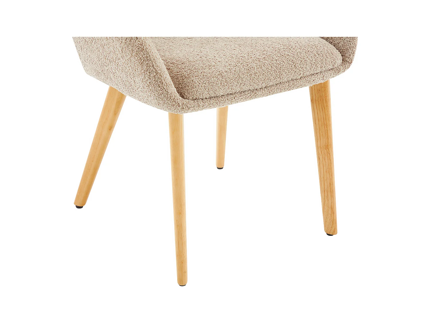 Sett med 6 stoler med armlener i bouclé-stoff og gummitre - Taupe og lys naturlig - VALENYO