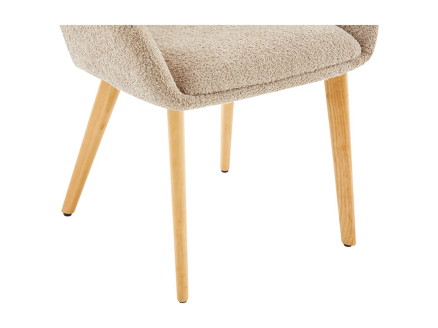 Set med 6 stolar med armstöd i bouclé-tyg och gummiträ - Taupe och ljus naturlig - VALENYO