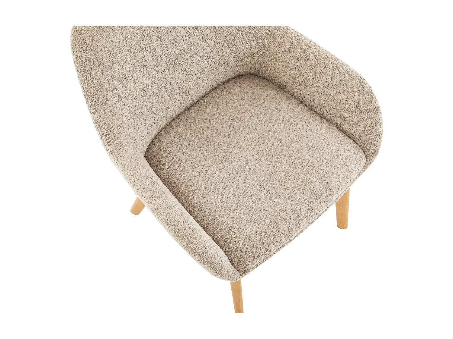 Set med 6 stolar med armstöd i bouclé-tyg och gummiträ - Taupe och ljus naturlig - VALENYO