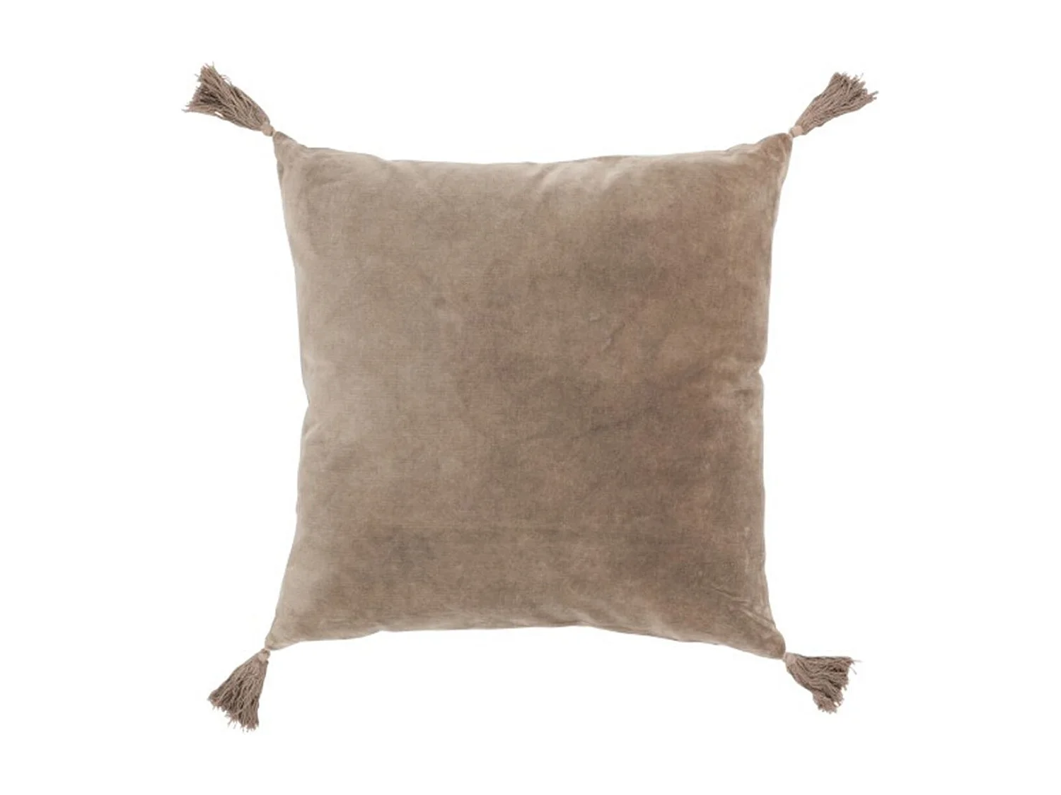 Cuscino con nappine in velluto di cotone marrone 43x43cm