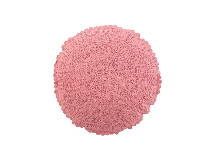 Coussin Rond Déco "Dentelle" 40cm Rose
