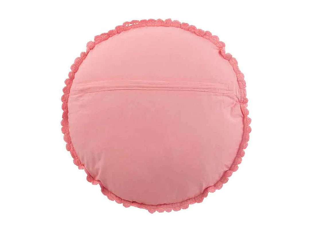 Coussin Rond Déco "Dentelle" 40cm Rose