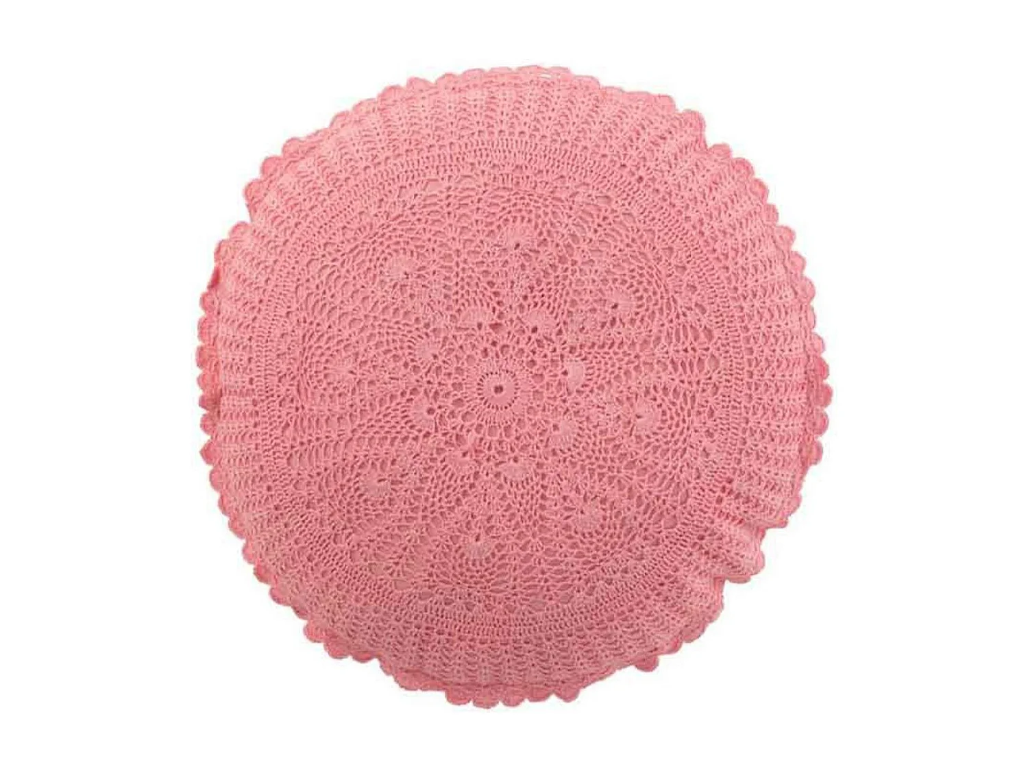 Cuscino rotondo con pizzo in cotone rosa 38x38cm
