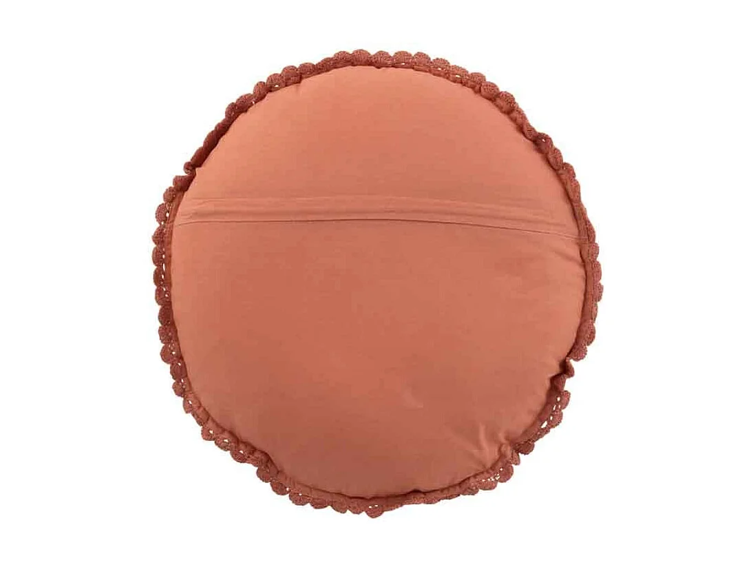 Coussin Rond Déco "Dentelle" 40cm Marron