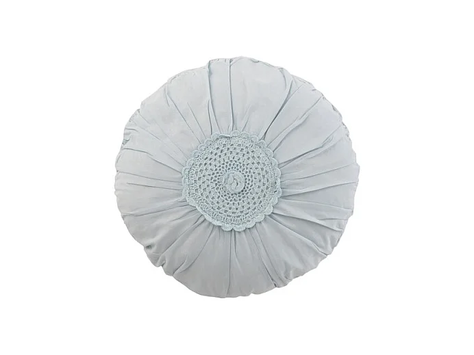 Coussin Rond Déco "Dentelle" 40cm Bleu