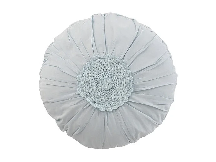 Coussin Rond Déco "Dentelle" 40cm Bleu