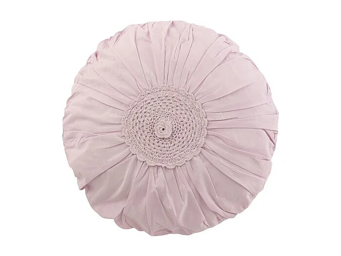 Coussin Rond Déco "Dentelle" 40cm Rose Mauve
