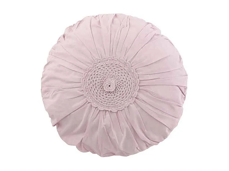 Coussin Rond Déco "Dentelle" 40cm Rose Mauve