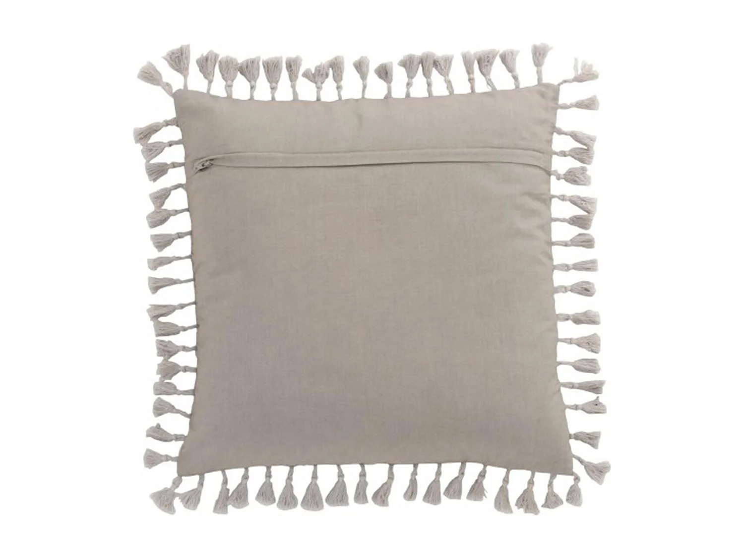 Cuscino quadrato stile marocchino con frange in velluto grigio 45x45cm