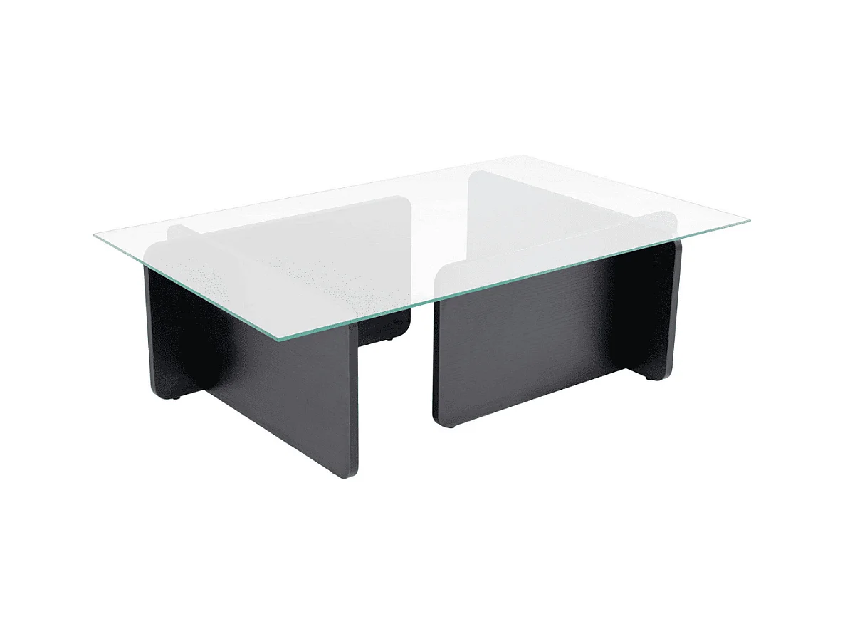 Table basse avec plateau en verre trempé L105 cm - FLAVIO