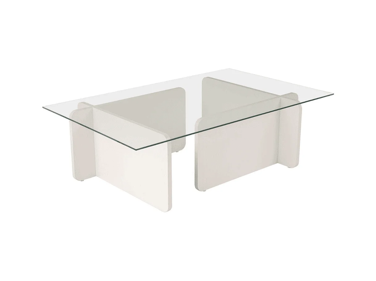 Table basse avec plateau en verre trempé L105 cm - FLAVIO