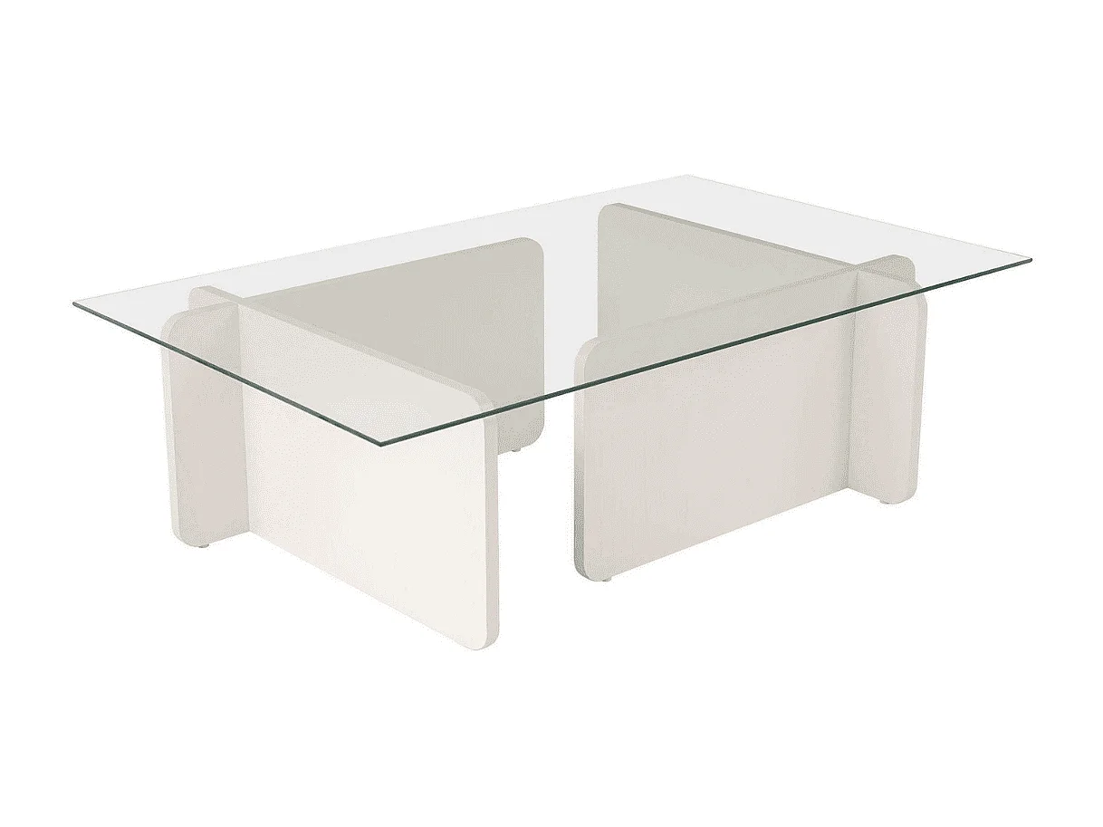 Table basse avec plateau en verre trempé L105 cm - FLAVIO