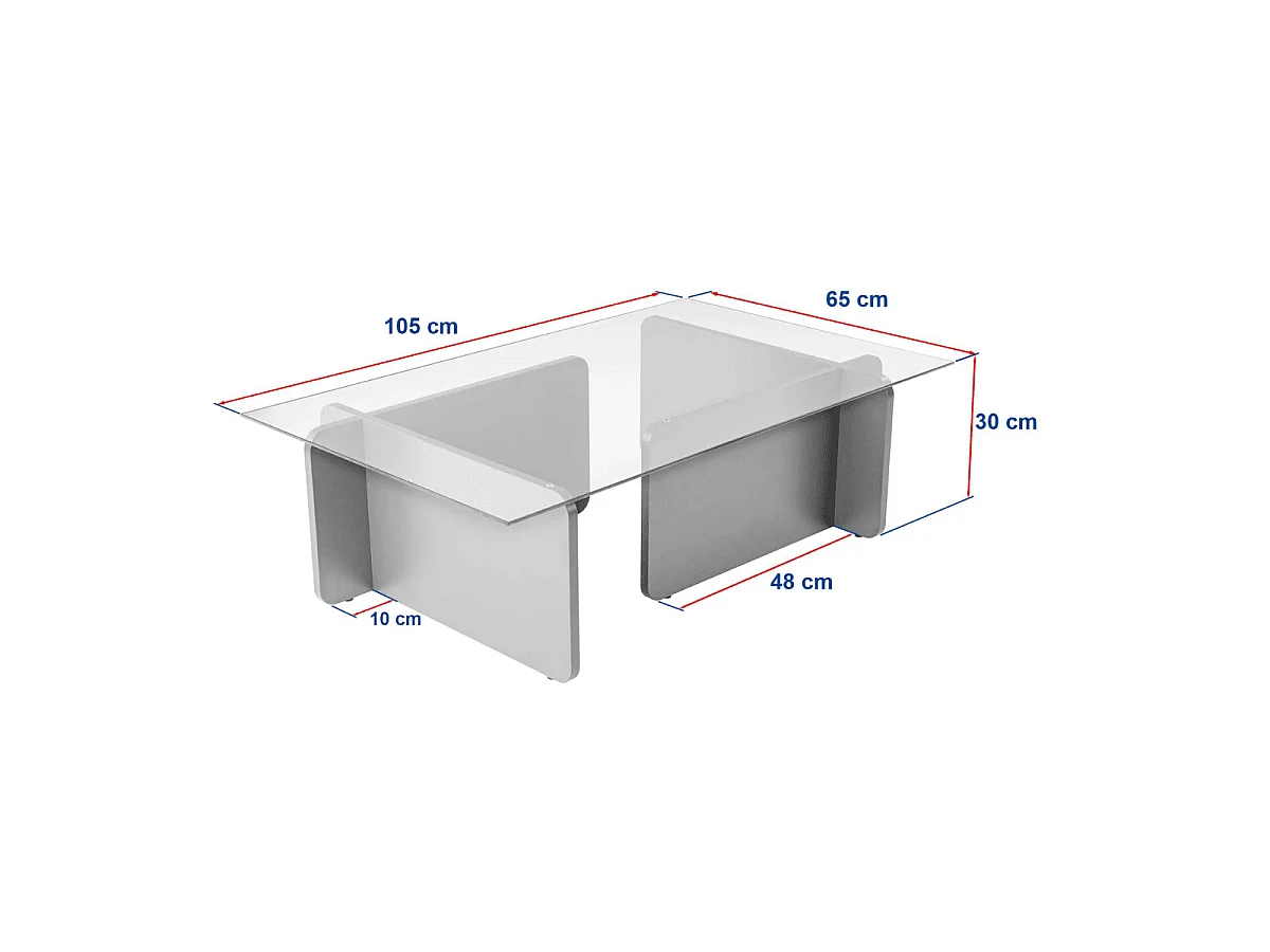 Mesa de centro con tablero de vidrio templado L105 cm - FLAVIO