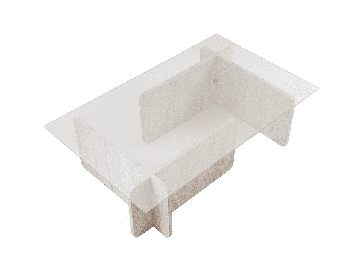 Salontafel met een blad van gehard glas L105 cm - FLAVIO