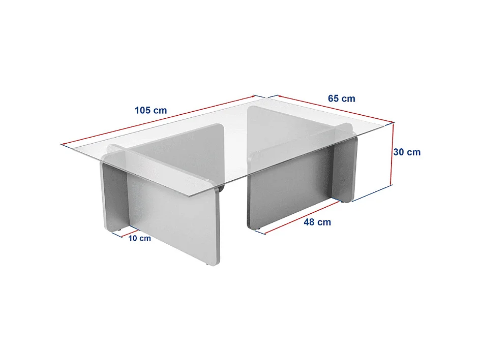 Salontafel met een blad van gehard glas L105 cm - FLAVIO