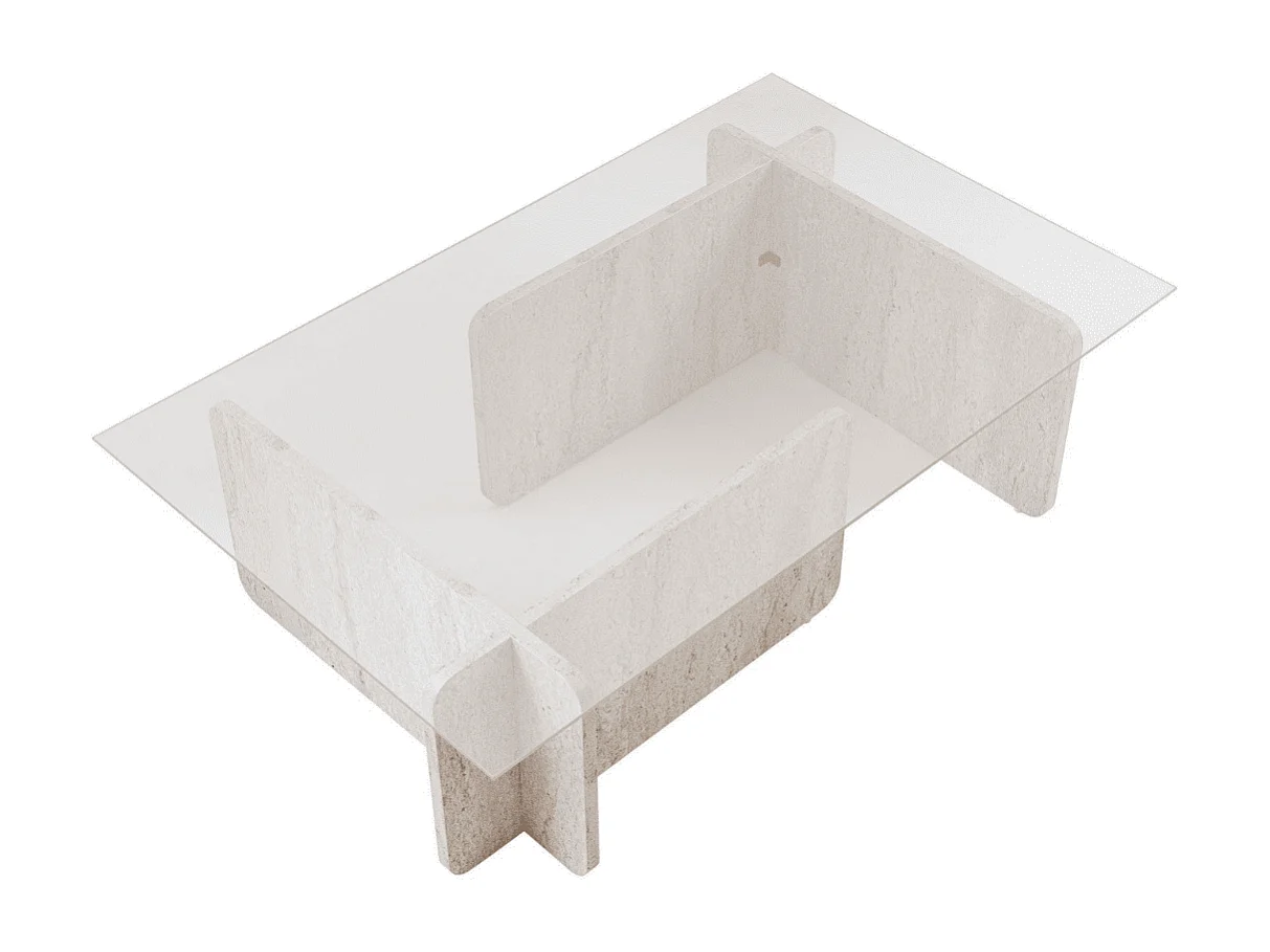 Table basse avec plateau en verre trempé L105 cm - FLAVIO