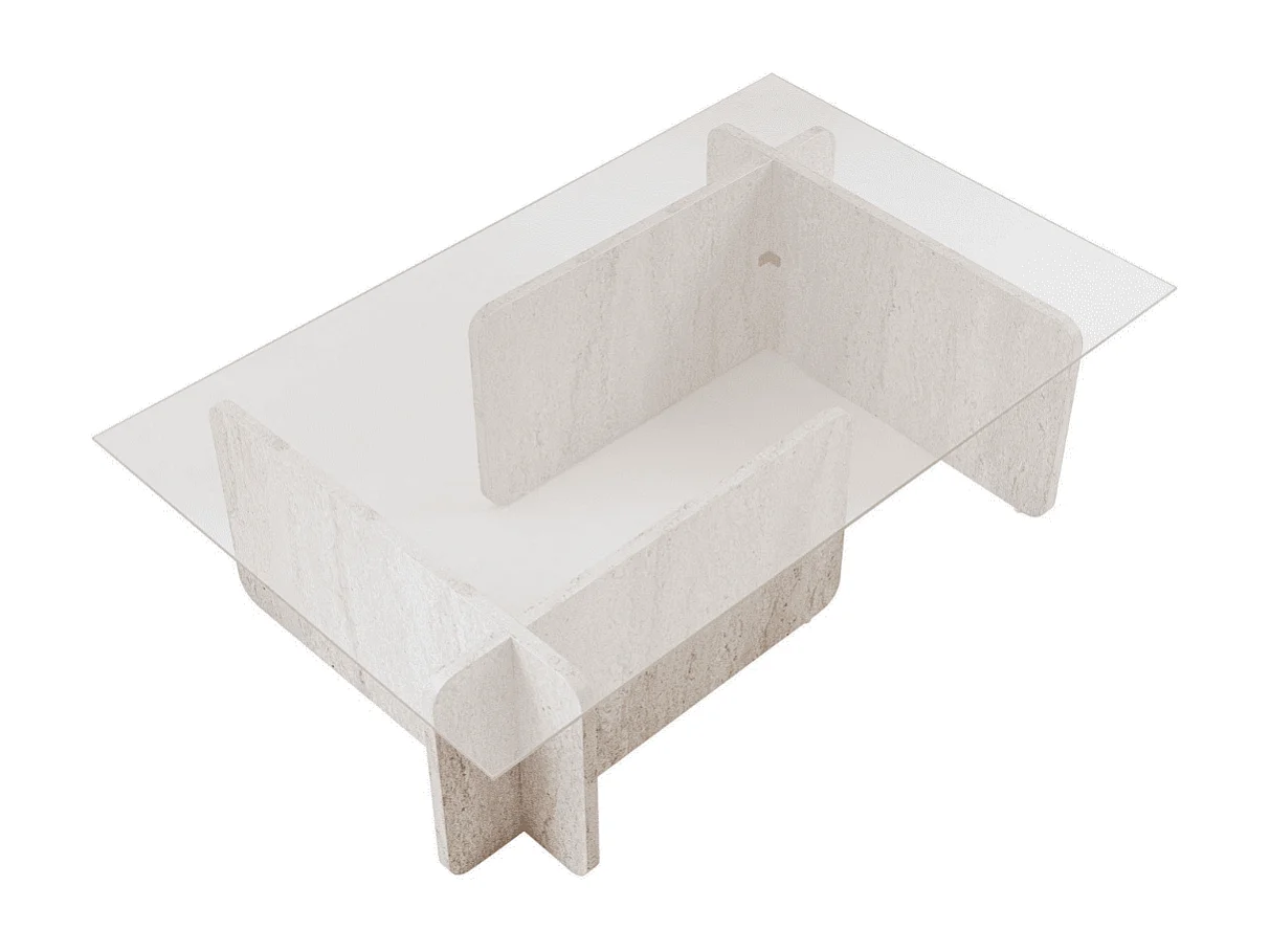 Table basse avec plateau en verre trempé L105 cm - FLAVIO