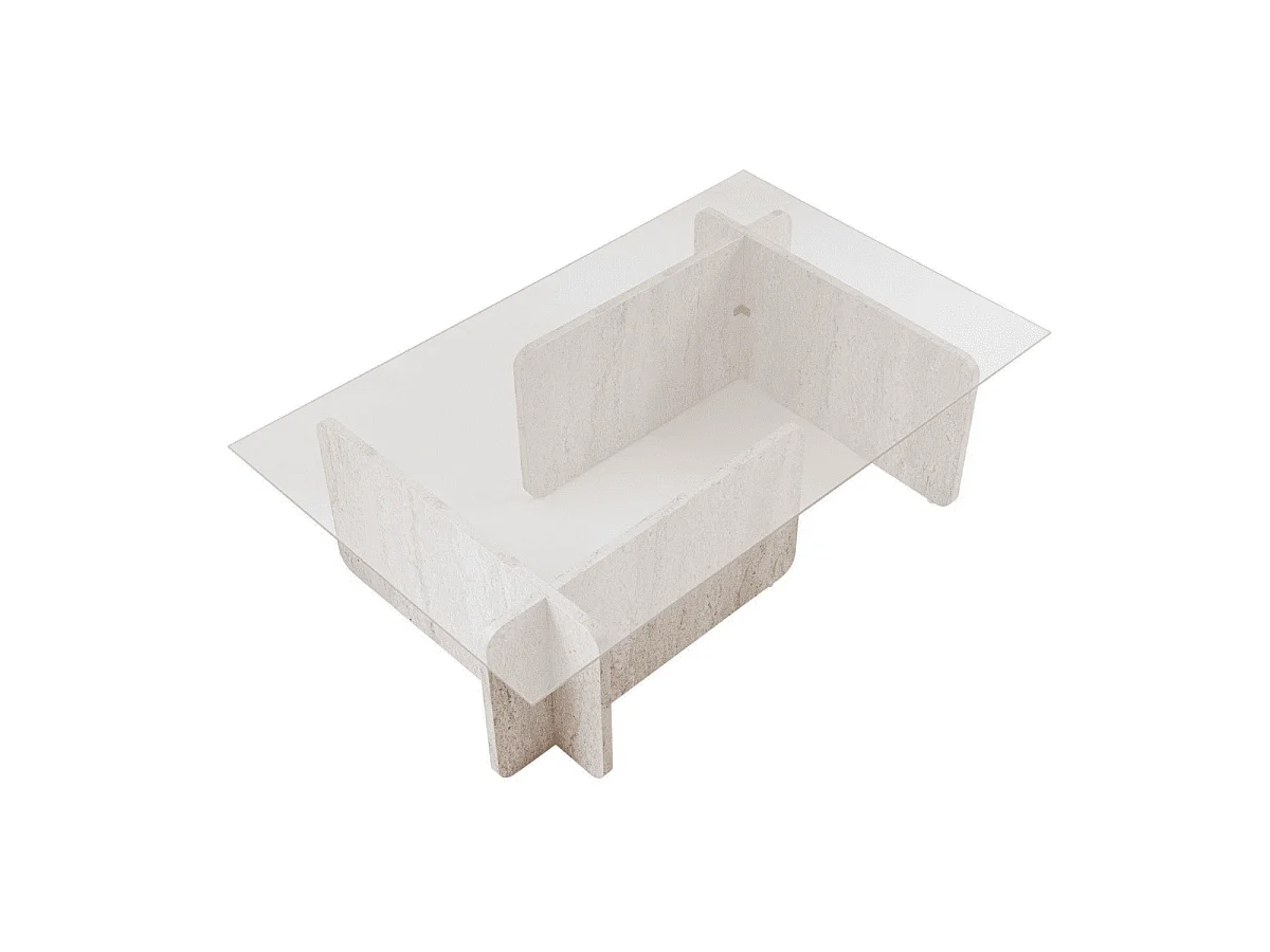 Mesa de centro con tablero de vidrio templado L105 cm - FLAVIO