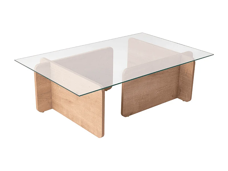 Table basse avec plateau en verre trempé L105 cm - FLAVIO