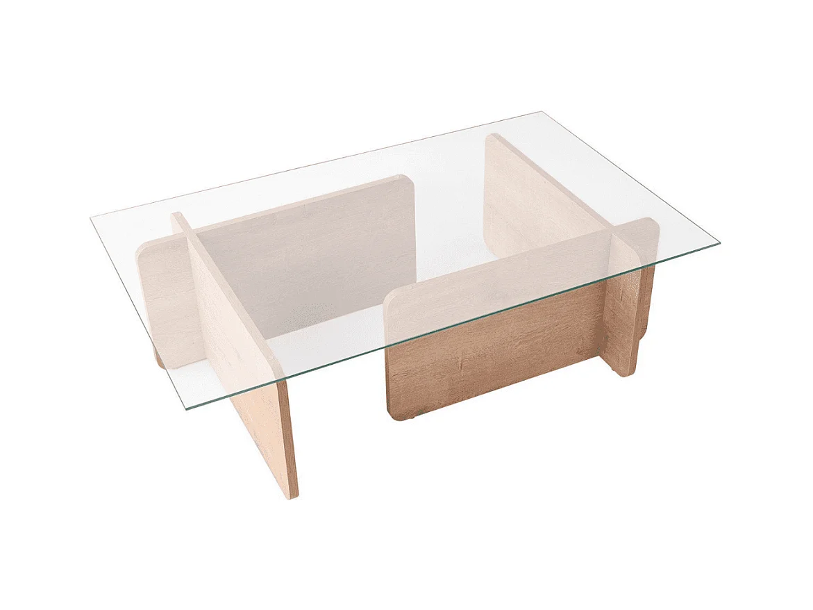 Table basse avec plateau en verre trempé L105 cm - FLAVIO