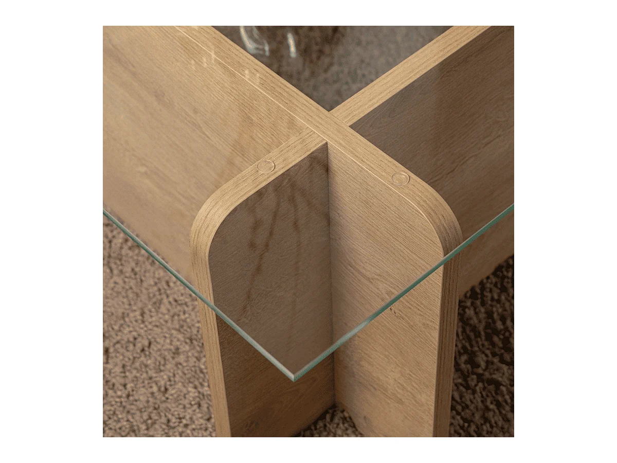 Table basse avec plateau en verre trempé L105 cm - FLAVIO