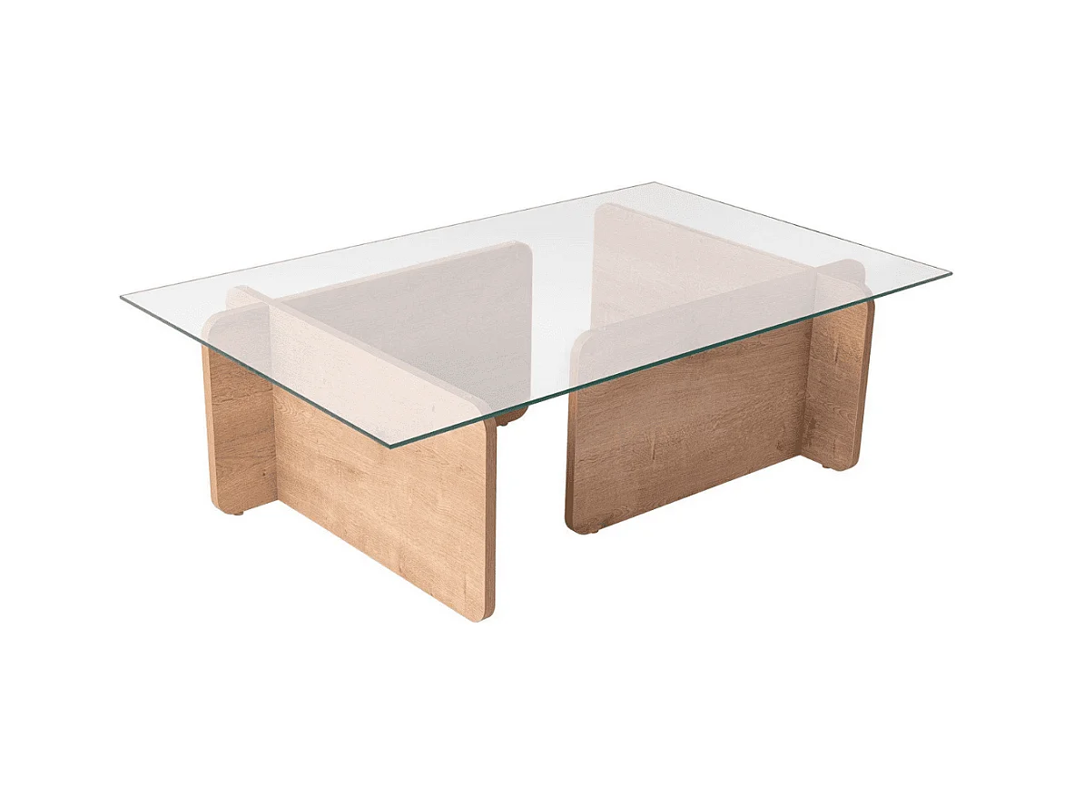Table basse avec plateau en verre trempé L105 cm - FLAVIO