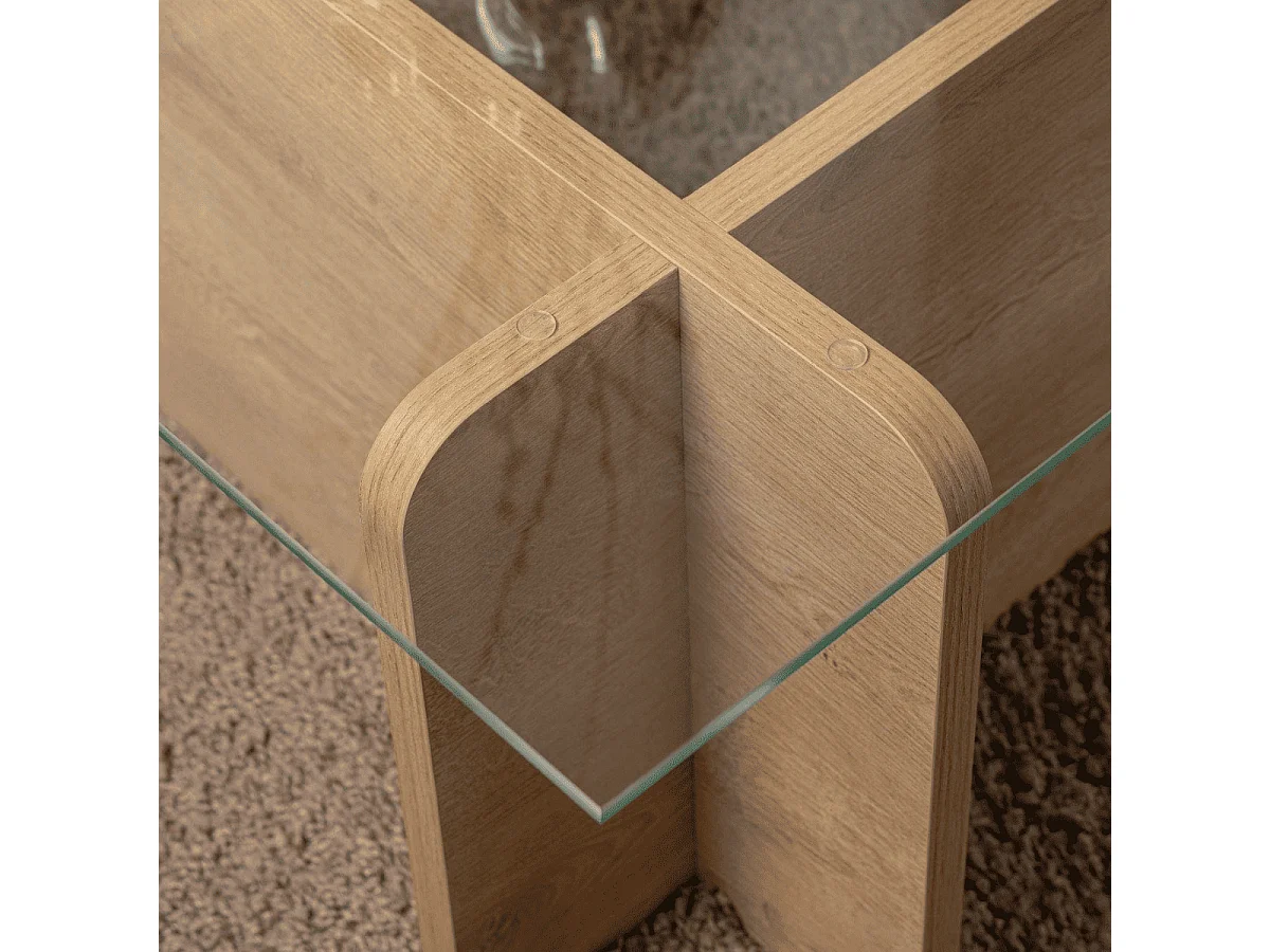Table basse avec plateau en verre trempé L105 cm - FLAVIO