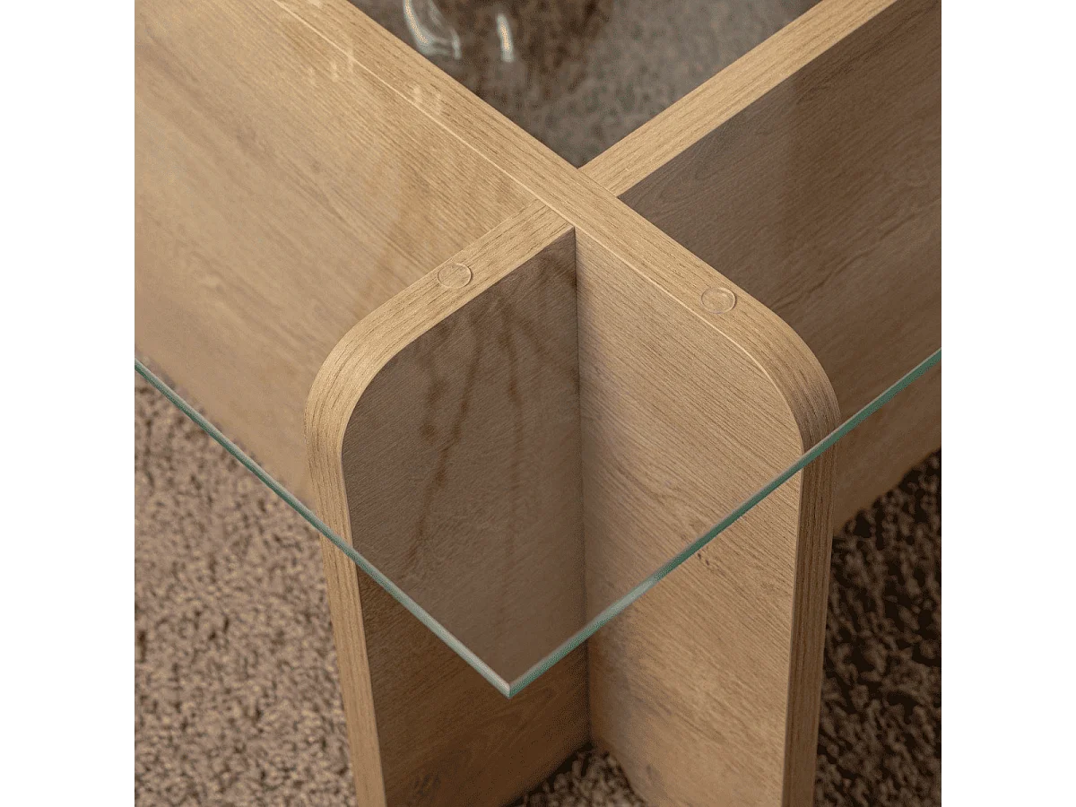 Table basse avec plateau en verre trempé L105 cm - FLAVIO