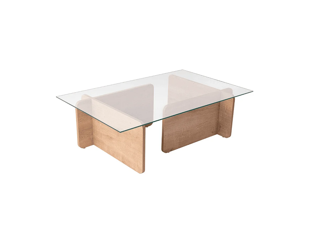 Mesa de centro con tablero de vidrio templado L105 cm - FLAVIO