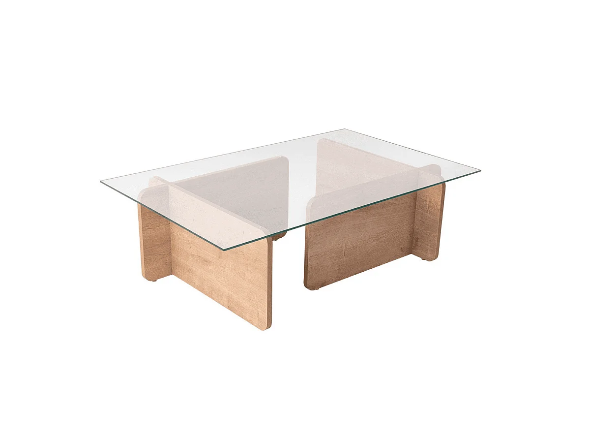 Mesa de centro con tablero de vidrio templado L105 cm - FLAVIO