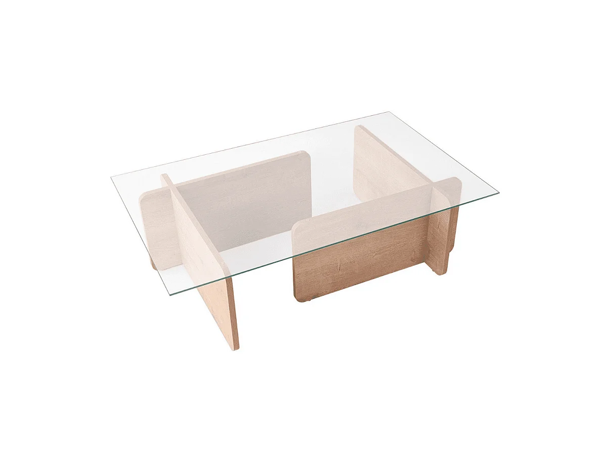 Mesa de centro con tablero de vidrio templado L105 cm - FLAVIO