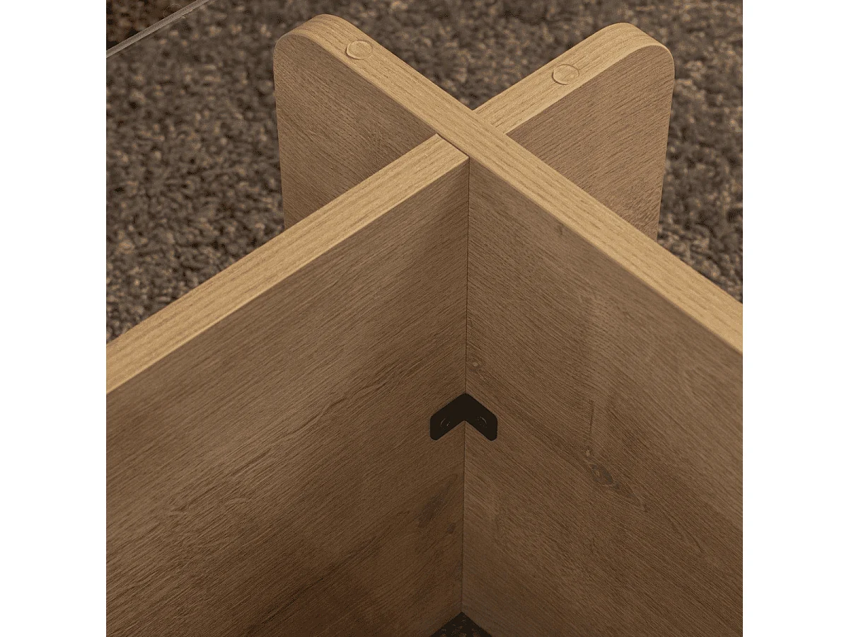 Mesa de centro con tablero de vidrio templado L105 cm - FLAVIO