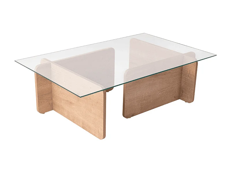 Table basse avec plateau en verre trempé L105 cm - FLAVIO