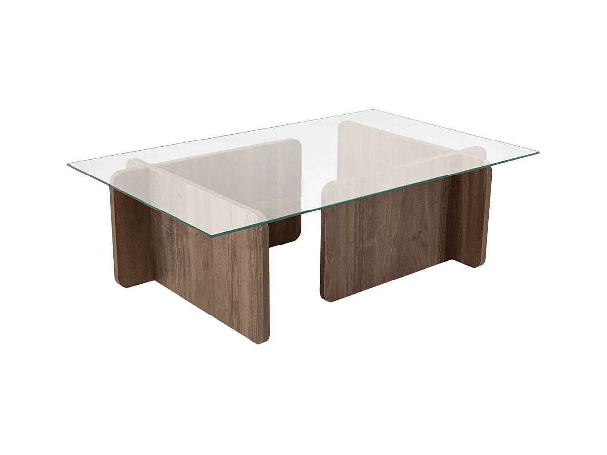 Table basse avec plateau en verre trempé L105 cm - FLAVIO