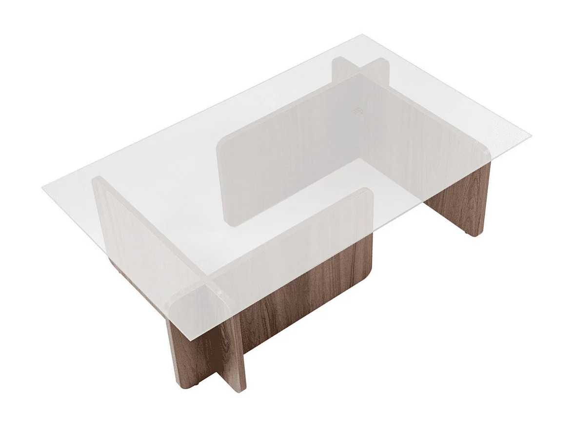 Table basse avec plateau en verre trempé L105 cm - FLAVIO