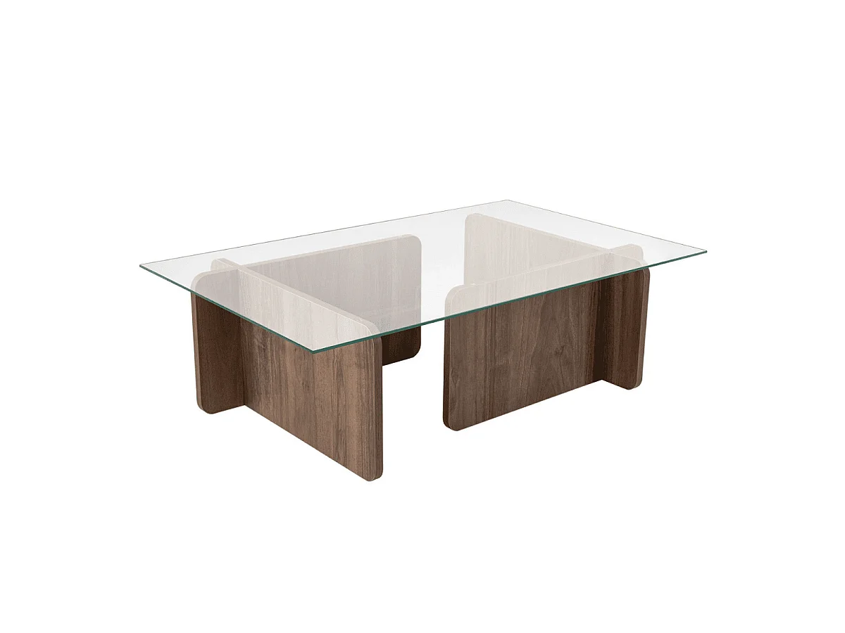 Mesa de centro con tablero de vidrio templado L105 cm - FLAVIO