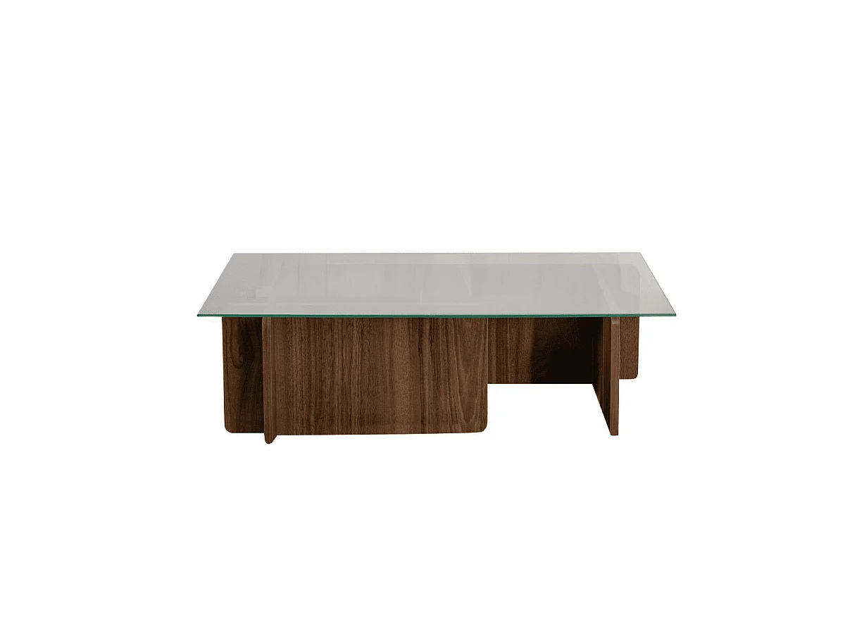 Mesa de centro con tablero de vidrio templado L105 cm - FLAVIO