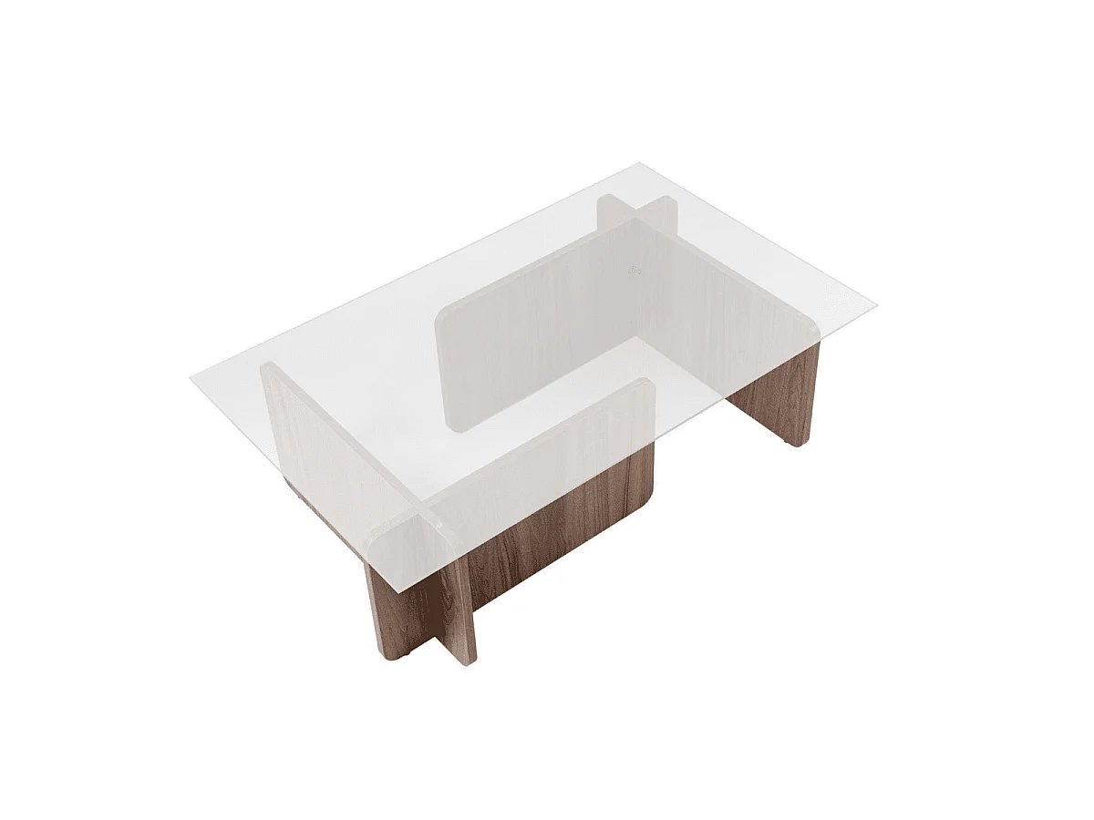 Mesa de centro con tablero de vidrio templado L105 cm - FLAVIO