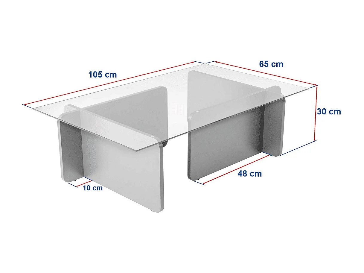 Mesa de centro com tampo em vidro temperado L105 cm - FLAVIO