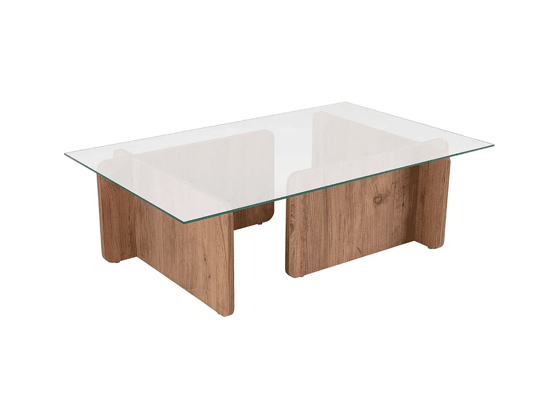 Table basse avec plateau en verre trempé L105 cm - FLAVIO