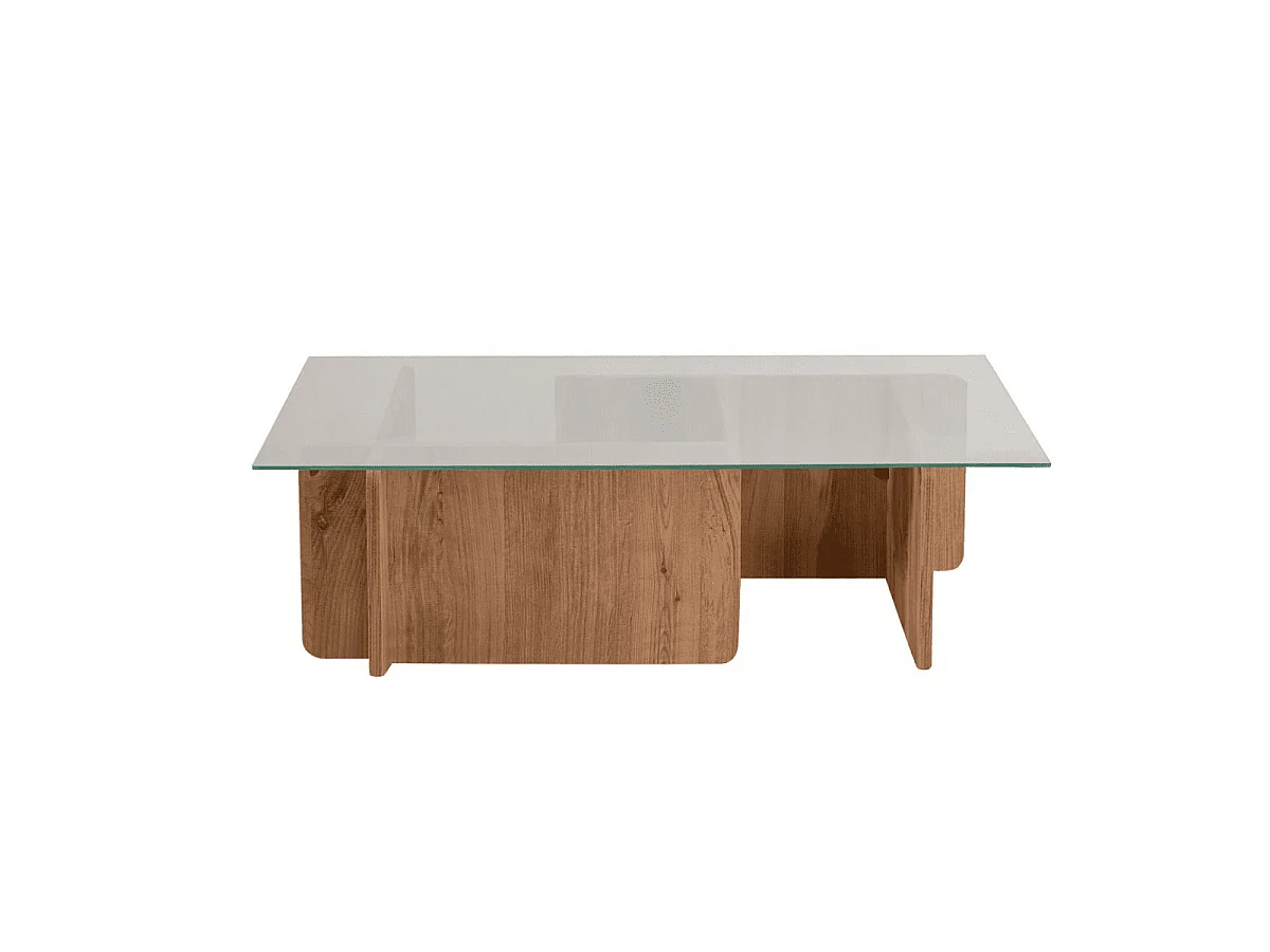 Mesa de centro con tablero de vidrio templado L105 cm - FLAVIO