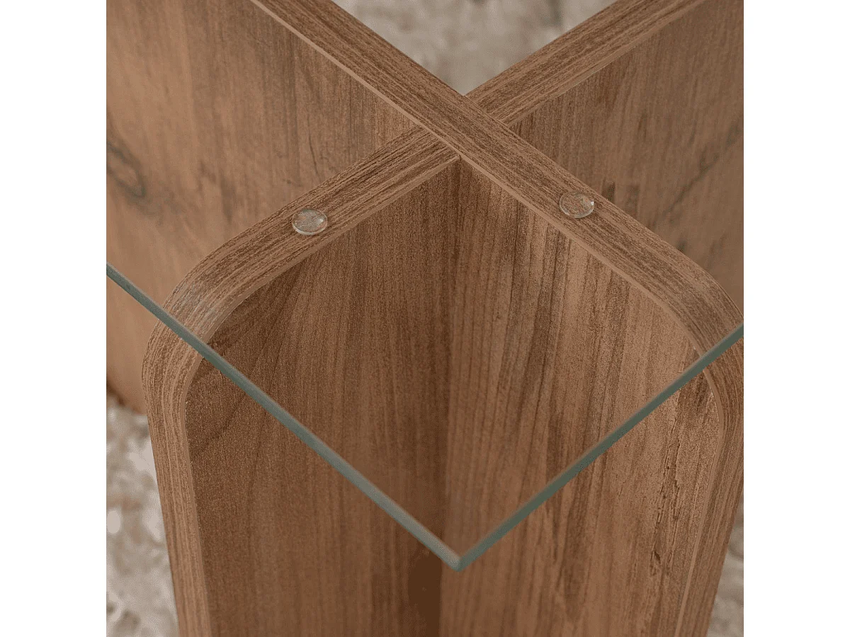 Mesa de centro con tablero de vidrio templado L105 cm - FLAVIO