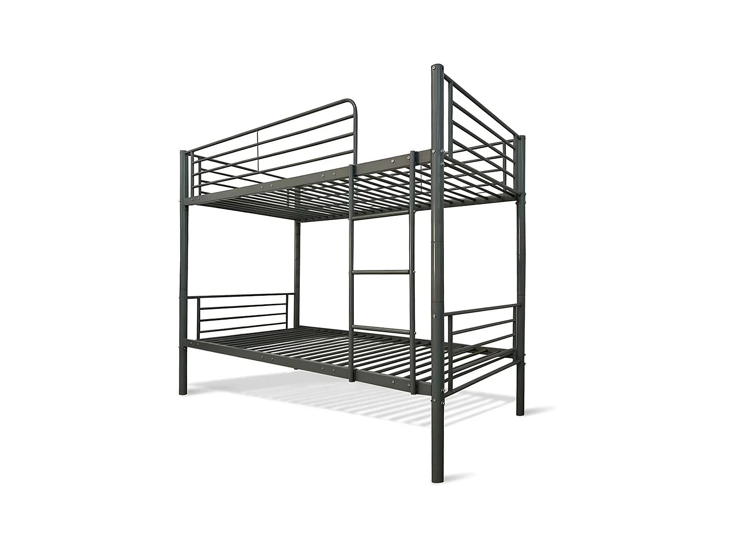Litera metálica de 161x97x200 cm con escalera frontal y baranda de seguridad en negro Finy